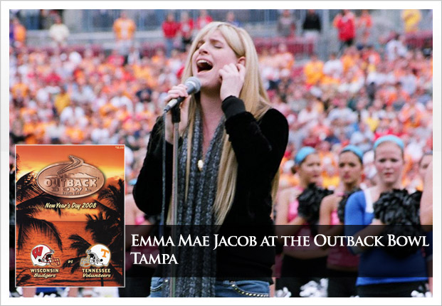 Outback bowl Pre-Game Fan Concert and National Anthem featuring Emerging Artist – Emma Mae Jacob  68,000 fans
