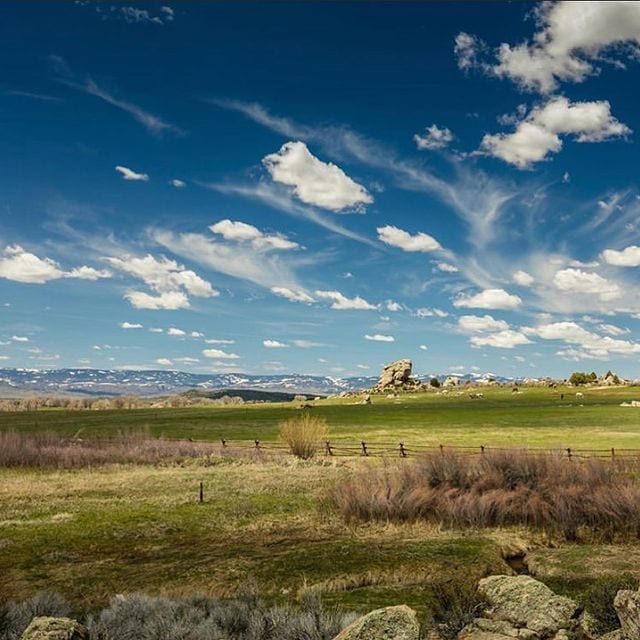 blue skies above a high plateau in Wyoming