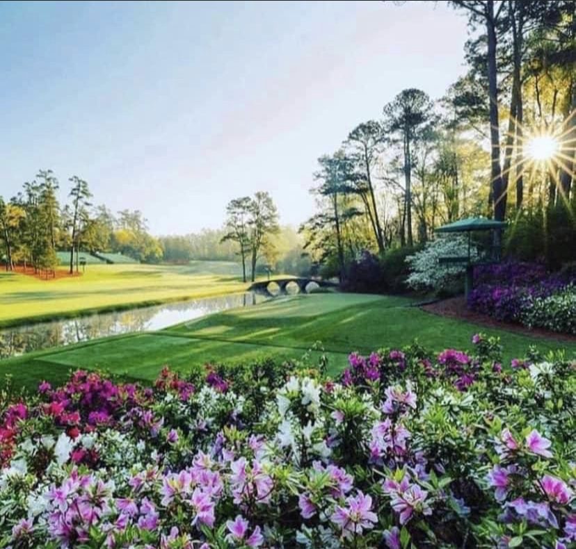 Flowers on golf course 87th Masters Tournament