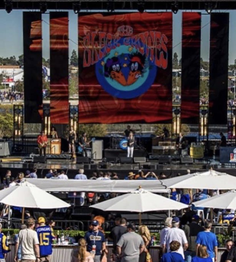 The Black Crowes performing on stage at Super Bowl LVII